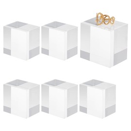 OLYCRAFT Pack of 6 Square Display Blocks 4 x 4 x 3 cm Square Acrylic Display Blocks Square Clear Polished Acrylic Display Cube for Ring Jewellery Shop Window Display Holder Base
