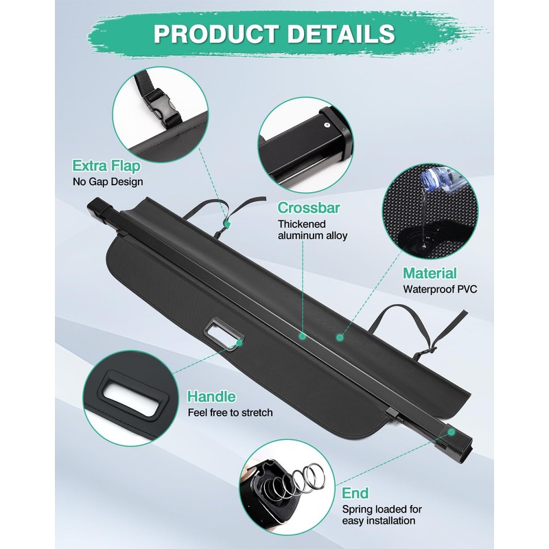 Powerty Cargo Cover for 2023-2025 2026 Honda CRV Retractable Trunk