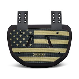 Battle Sports Diamond Football Back Plate – Hard Shell Lower Back Protector with Contoured Foam for High-Impact Protection for Youth, Kids and Adults (Black/Gold USA, Youth)