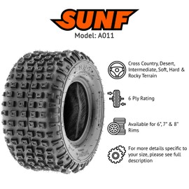 Pair of 2 SunF A011 XC Sport 145/70-6 (14x6-6) ATV Go-Kart Knobby Tires, 6 PR, Tubeless