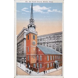 Old South Church Boston Massachusetts Postcard Unused Street People