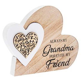 Plaque | Double Heart Always My Grandma | 1 Piece - 15x2x12 cm