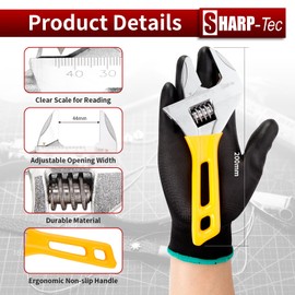Sharp-tec 8 inch Adjustable Spanner, 44mm Wide Jaw Opening Adjustable Wrench, 200mm Plumbing Tools Set for Plumbers
