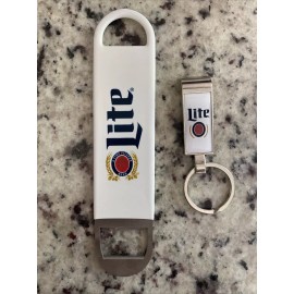 Miller Lite NEW! 2 Miller Lite Beer Metal Bottle Opener / Keychain