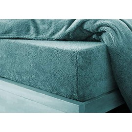 Glamptex Deep 30CM Teddy Bear Fur Sherpa Fleece Fitted Sheet, Single Double King Super (Teal, King)