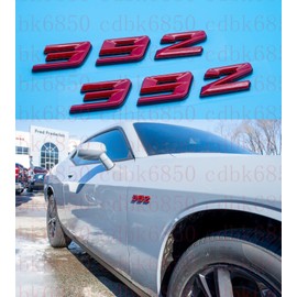 Pair New 392 Emblem Fender Badge Letter Nameplate Compatible with Challenger Chrysle 300C 392 Car Truck Passenger & Driver (Red)