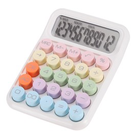 PATIKIL Mechanical Switch Calculator, Battery Power 12 Digit Large LED Display Standard Function Electronic Big Button Handheld Desk Cute Calculator for Home, Office Desktop,White