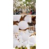 Quasimoon 12" White Round Paper Lantern, Even Ribbing, Hanging Decoration
