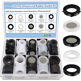 TWCC 125 PCS Garden Hose Washers Shower Head Gaskets with Screen Filter,Silicone Rubber Washer for 3/4,1/2 Inch Water Fittings Plumbing Shower Hose Splitter Washing Machine Rv Faucet