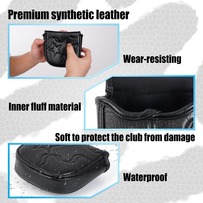 Golf Mallet Square Putter Cover Magnetic Heel-Shaft Headcovers Star Pattern