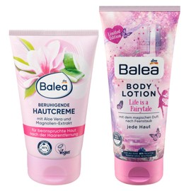 Balea 2er-Set Hautpflege: BERUHIGENDE Hautcreme mit Aloe Vera für beanspruchte Haut nach der Haarentfernung (125 ml) + Bodylotion LIFE IS A FAIRYTALE mit magischem Duft nach Feenstaub (200 ml), 325 ml