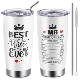 GWOWLWF Gifts for Wife from Husband, Wife Gift, 20 Oz Stainless Steel Coffee Tumbler with Lid and Straw, Wedding Anniversary Bithday Valentines Christmas Presents for Women, Best Wife Ever Tumbler