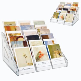 GYSLEOT 2 Pack 7-Tiered Acrylic Card Display Stand Versatile Display Rack Holder for Sticker Greeting Card Portable Sports Card Display Shelf for Vendors Craft Trade Shows