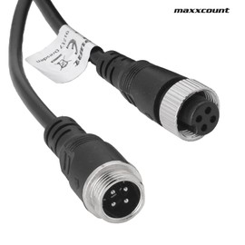 maxxcount 4 Pin Video Verlängerungskabel - 15m - Rückfahrkamera Kabel für LKW, Transporter, Wohnmobil, Bus, Auto, Anhänger, Autokamera, Monitor (Wasserdicht)