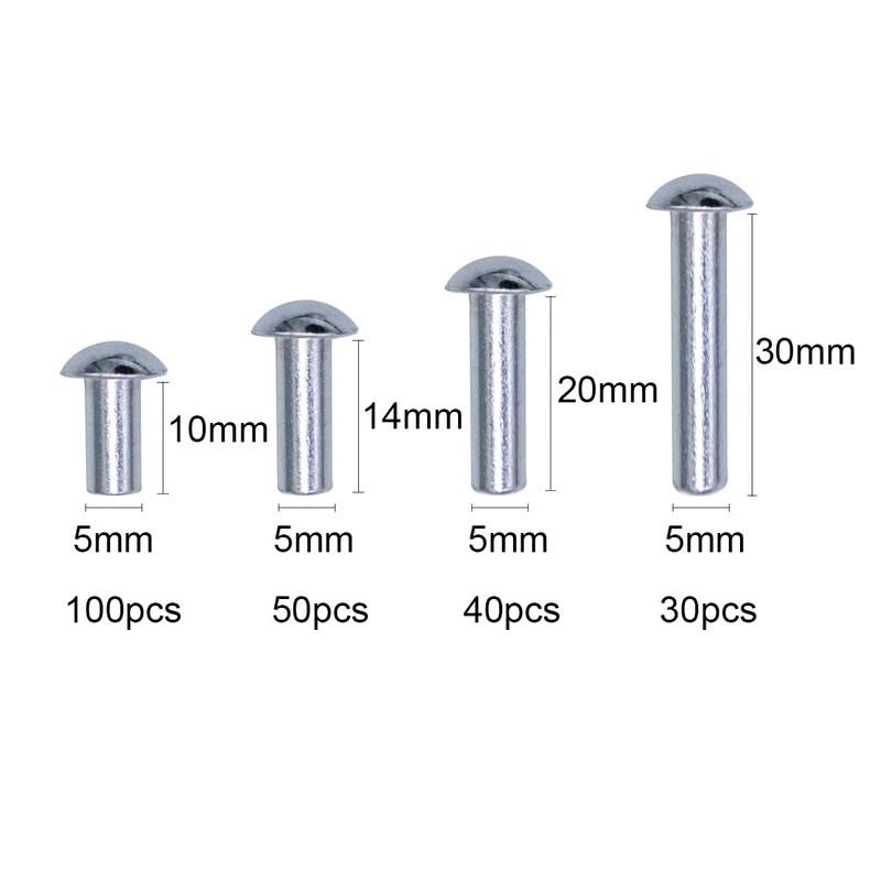 Tutuxio 220pcs M5 Diameter 10mm 14mm 20mm 30mm Length Aluminum
