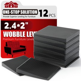 Furniture Leveler 12pcs Kit Size Variety | Multi-Purpose Rubber Shim for Leveling Feet Stable | Anti-Wobble Pad for Uneven Table, Dresser Leg, Toliet and More Furniture | Prevent from Wobbling