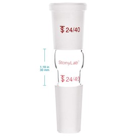 stonylab Glass Straight Connection Adapter, 30mm from 24/40 Outer Joint to 24/40 Internal Joint for Laboratory Supply, Borosilicate Glass