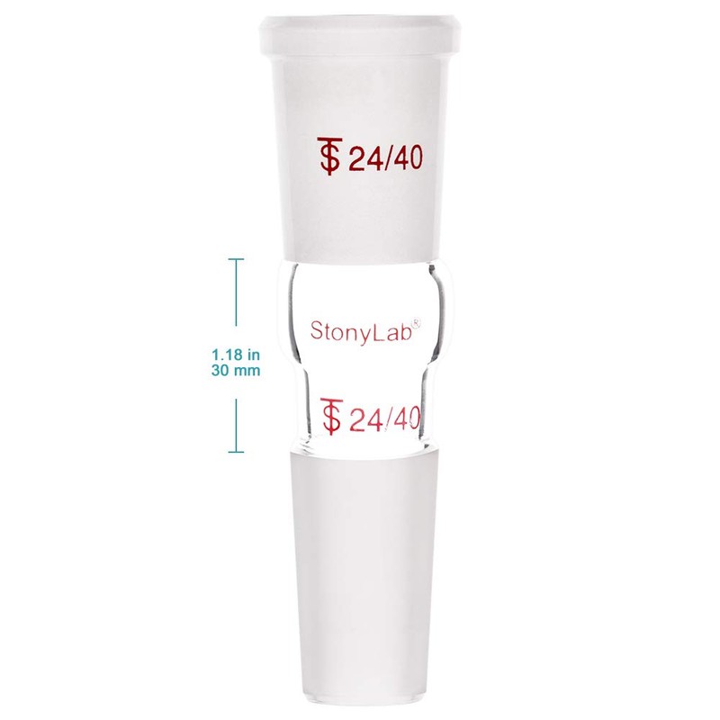 stonylab Glass Straight Connection Adapter, 30mm from 24/40 Outer Joint