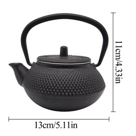INNOLIFE 600ml/20oz Cast Iron Teapot, Japanese Tea Pot with Stainless Steel Infuser for Loose Leaf, Black
