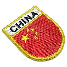 China Flag Shield Emblem Tag Embroidered Patch Whit Hook