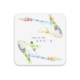 VOANZO Square Diatomite Non-Slip Insulation Coasters Home Decoration Cartoon Fish Cup Mats for Canteen Drinks Home Coasters (10 x 10 cm) Pack of 2