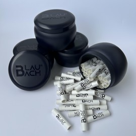 BLAUBACH® Activated Carbon Filter Regular Diameter 9 mm, Pack of 50 in Practical Metal Tin, Coconut Based Activated Carbon, Ceramic Caps - BLAUBACH Premium Filter