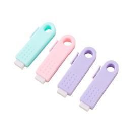4 Pcs Retractable Eraser Soft Colors Push-Pull Rubber Eraser Sliding Retractable Click Eraser with Plastic Sleeve for Students Kids Writing Office School Supplies(Random colours)