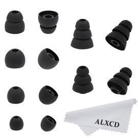 ALXCD Ear Tips for LG HBS 730 HBS750 800 910 Headset, (S/M/L) 3 Pair Ear Tips & (S/L) 2 Pair Triple Flange Tips & (M) 1 Pair Double Flange Tip, Fit for HBS Tone Pro Ultra Infinim [Kit/Black 6 Pair]