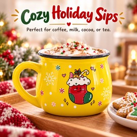150 mL Ceramic Christmas Mug for Drinks & Desserts – Colored Glaze Relief Holiday Cup for Home, Office & Gifting