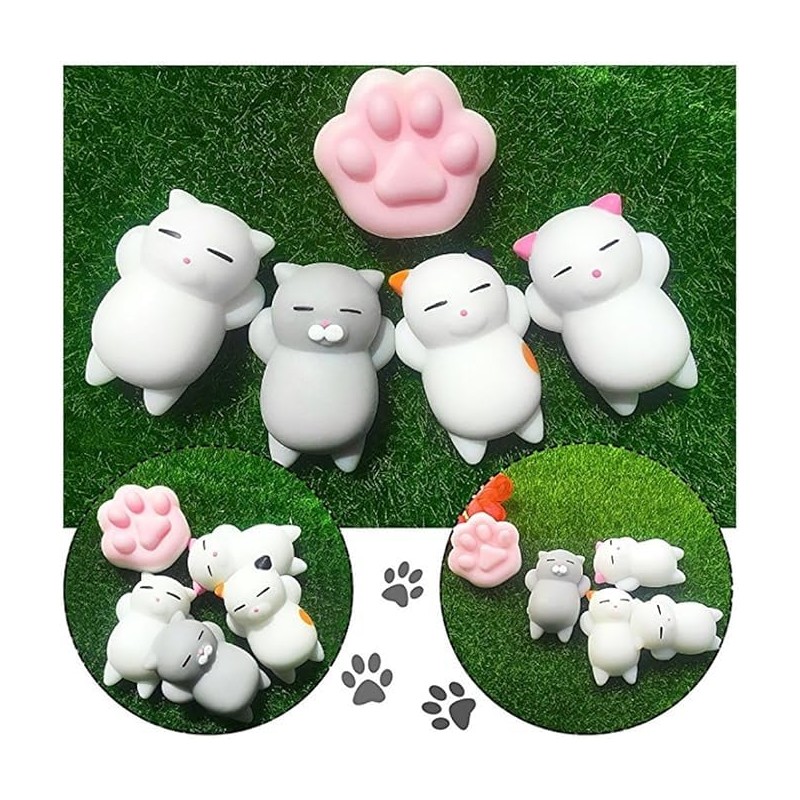 Squishies Kawaii, 4 Pcs Cat Squishy Mini Squishies Stress Mochi