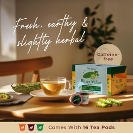 Gya Tea Co Bitter Melon Herbal Tea Pod (16 ct) - Decaf Tea Pod Indian Bitter Melon Tea for Sore Throat - Digestion Tea Sugar Control Tea Gifts for All Day Wellness