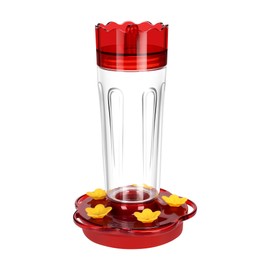 Plastic Hummingbird Feeders for Outdoors Hanging Ant and Bee Proof, 1 Pack 15 Ounces Red Hummingbird Feeder with 5 Feeding Ports and Perches, Built-in Ant Moat, Outside Garden Décor (Plastic, 1)