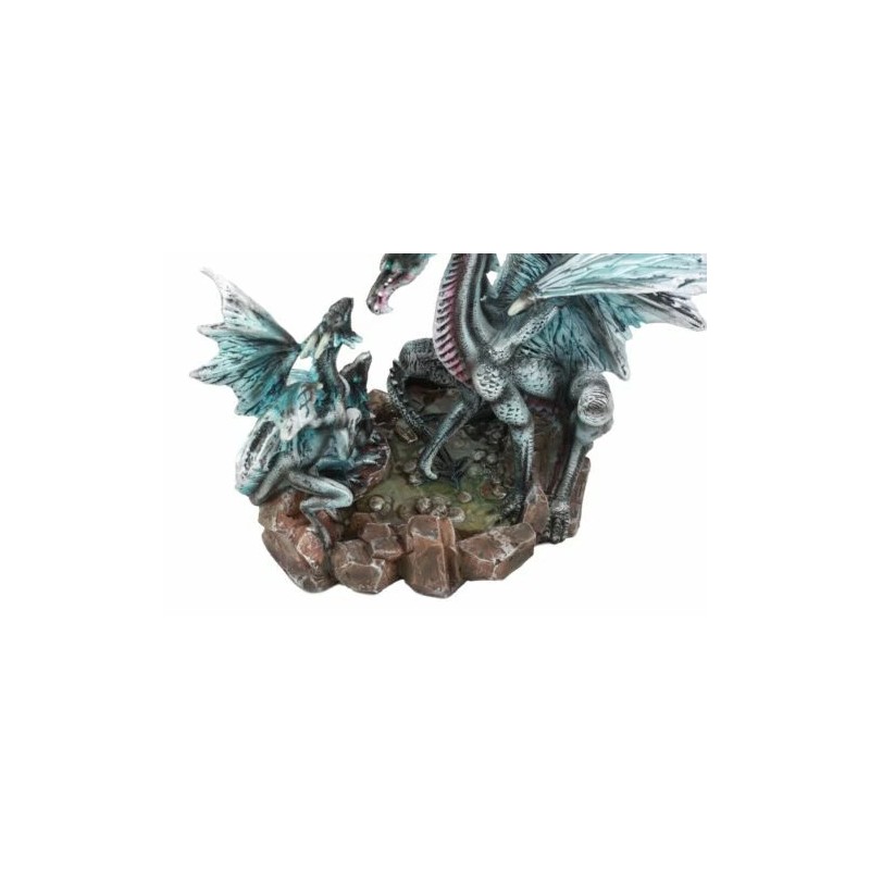 Family Set of Midnight Storm Dragon Statue 8" Height Fantasy