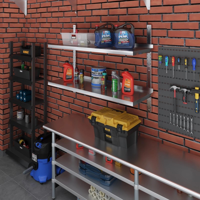 AmGood 16 in. x 48 in. Two-Tier Metal Wall Mount