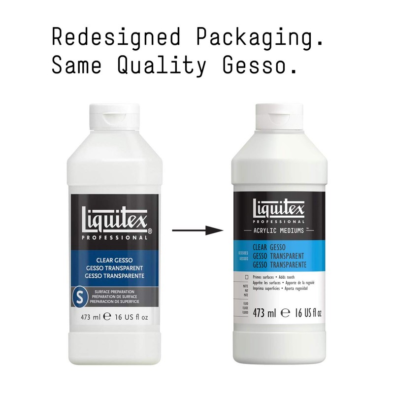 Liquitex Professional Gesso Surface Prep Medium, 473ml (16-oz), Clear