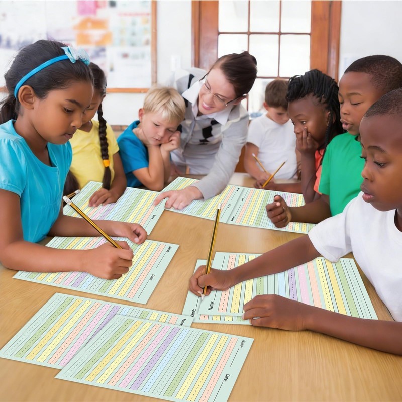 OBUSATT 100 Sheets Multi-Color Raised Line Paper Kindergarten Practice Tactile
