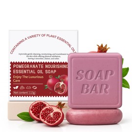 APPTI Botanical Natural Soap Bar, Womens Moisturizing Bar with Essential Oils, Handmade, Vegan, Soaps for Face & Body, 3.98oz (Pomegranate)