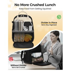 MATEIN CLASSIC Womens Lunch Box Backpack for Work, Insulated Lunch Backpack with Divider & Removable Lunchbox Set, Large 15.6" Laptop Backpack, Water-Resistant Commuter Bag for Work & Daily Meal Prep