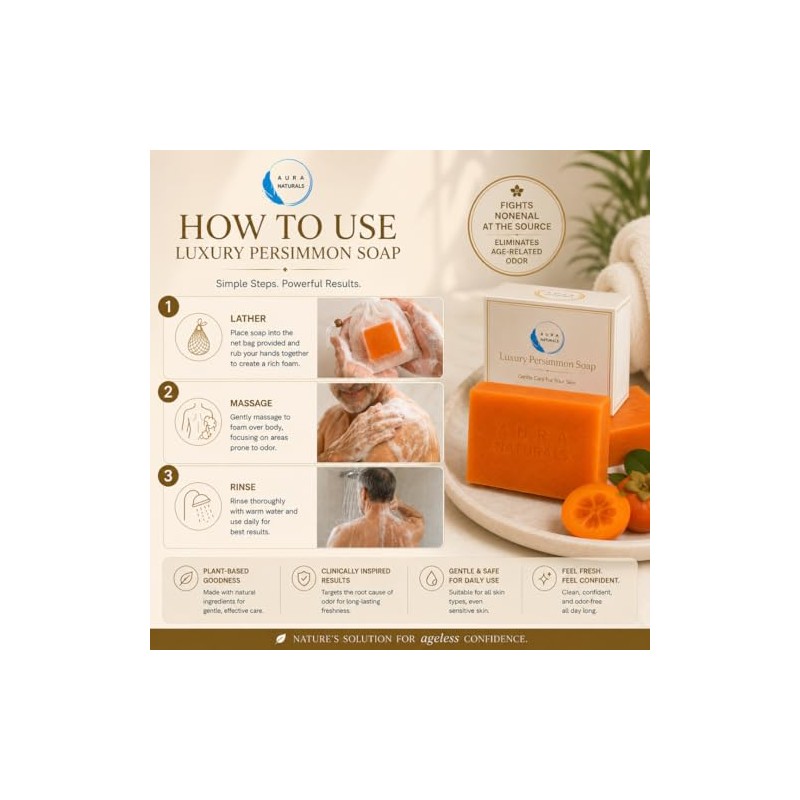 Persimmon Soap 3 Pack with Foaming Bag – Body Odor
