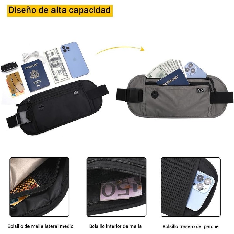 Mythya Carteras para Pasaporte, Cinturón de Dinero de Viaje Oculto