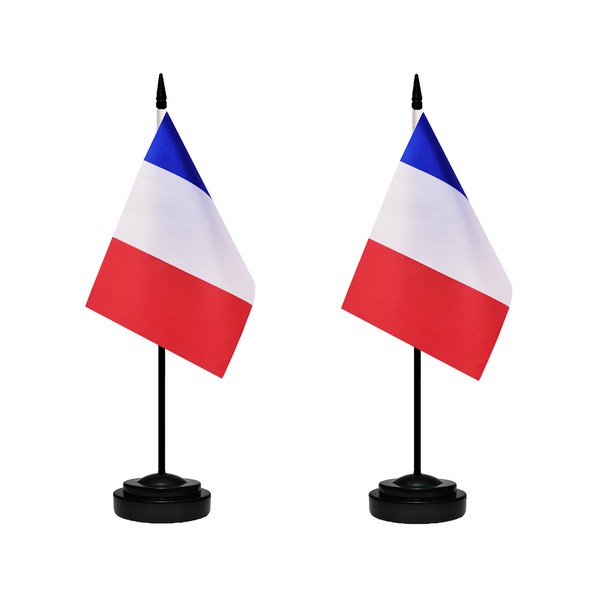 France French Deluxe Desk Flag Set, Small Mini Miniature France
