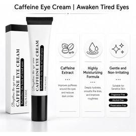Caffeine Eye Cream for Dark Circles and Puffiness, Under Eye Moisturizer with Niacinamide, Collagen & Vitamin E, Hydrating Cream for Bags, Fine Lines, Day and Night Skin Care