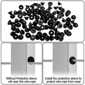 Foraineam 100 Pack Cable Railing Rubber Grommets, Black Cable Railing Post Protector Sleeves for 1/8" 5/32" 3/16" Cables, Wire Rope Rubber Protective Grommet Kit for Indoor Outdoor Metal Posts