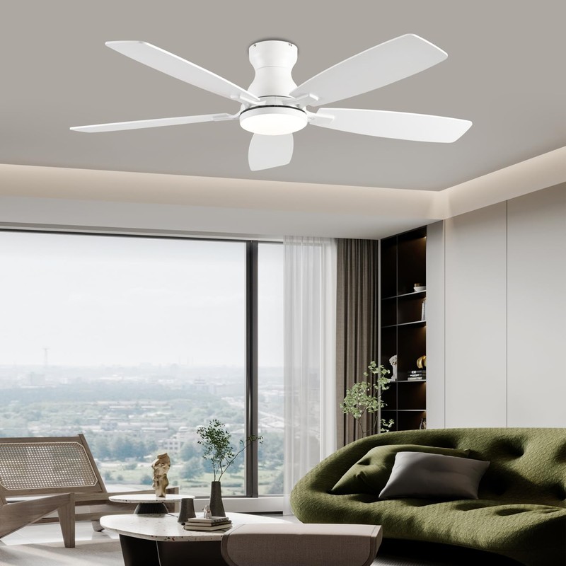 NKPU 52inch Ceiling Fans with Lights, Low Profile Ceiling Fan