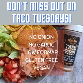 Foddies Taco Seasoning, Low FODMAP, Gluten Free, No Onion No Garlic, Vegan, Plant Based, IBS Friendly