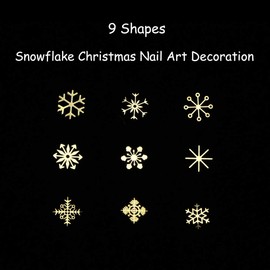 Christmas Nail Sequins Stickers Flakes Nail Art Accessories Manicure 3D Decals Snowflake Metal Paillettes Glitter Gold Design for Xmas Party Fingernail Toenail Nail Decor(90PCS, 1 Bottle)