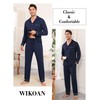 Wikoan Mens Pyjamas Cotton Set Notched Collar Pajamas for Men