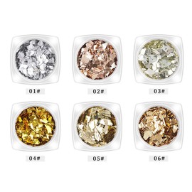 Kingsie 12 Colors Set Gold Aurora Glitter Hologram Gel Nail Parts Deco Material Resin Nail Art