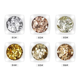 Kingsie 12 Colors Set Gold Aurora Glitter Hologram Gel Nail Parts Deco Material Resin Nail Art