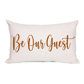 AOFANGGO Welcome Pillow Cover Orange Be Our Guest Throw Pillow Case 12 X 20 inch Fall Autumn Cozy House Warming Pillows Printed Seasonal Holiday Cushion Cover